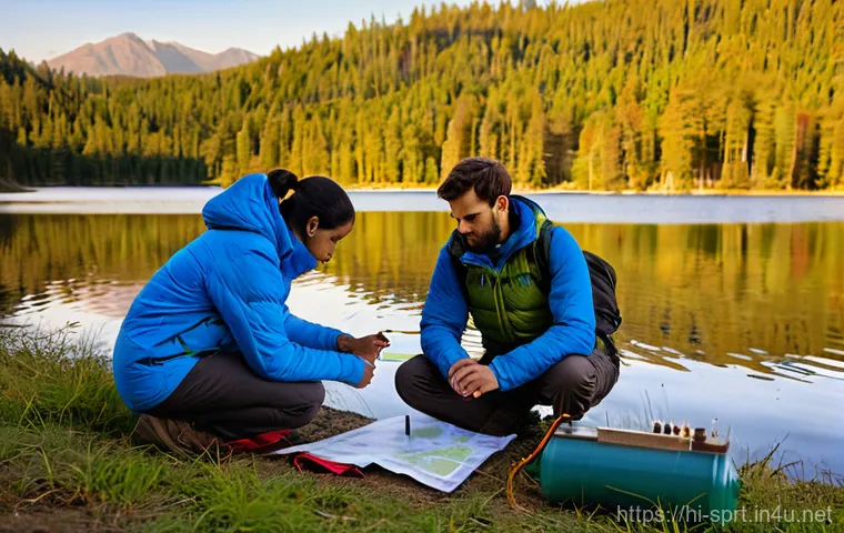 서바이벌 게임 장비 목록 - **Prompt 1: Lakeside Camping with Essential Gear**
    "A vibrant, wide-angle shot of a diverse grou...