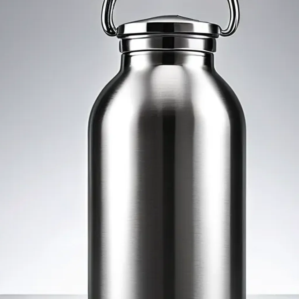 브랜드별 스포츠 물병 비교 - A minimalist, brushed stainless steel bottle.