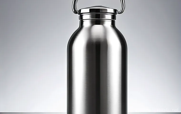 브랜드별 스포츠 물병 비교 - A minimalist, brushed stainless steel bottle.