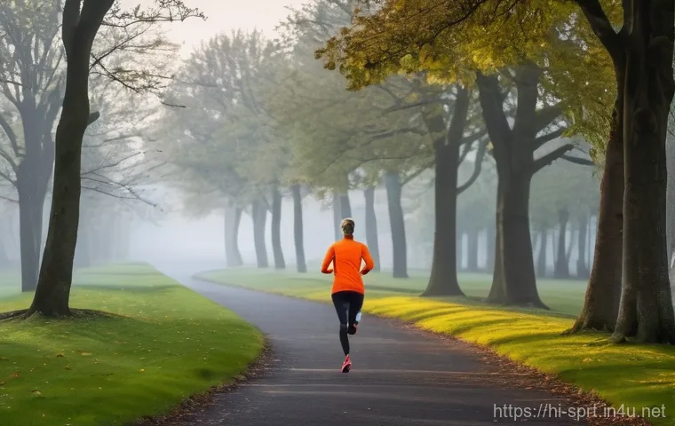 조깅용 반사 조끼 추천 - **"A confident male or female jogger in their late 20s to early 30s, mid-stride on a slightly damp, ...