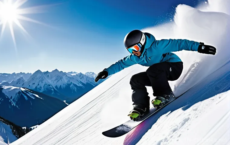 스노우보드 부츠 브랜드 추천 - **Prompt 2: Advanced Technology and Secure Fit**
    "A close-up, dynamic shot of an adult snowboard...