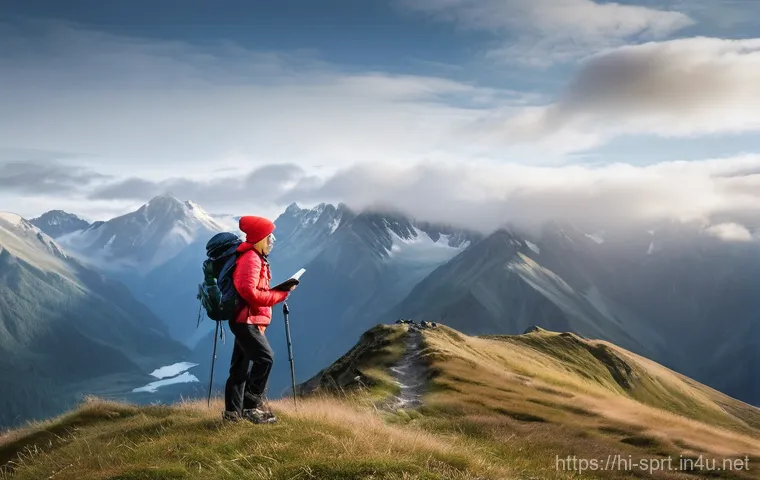 캠핑용 비상약 상비리스트 - **Prompt:** A young adult hiker, dressed in modest, practical outdoor clothing including a long-slee...